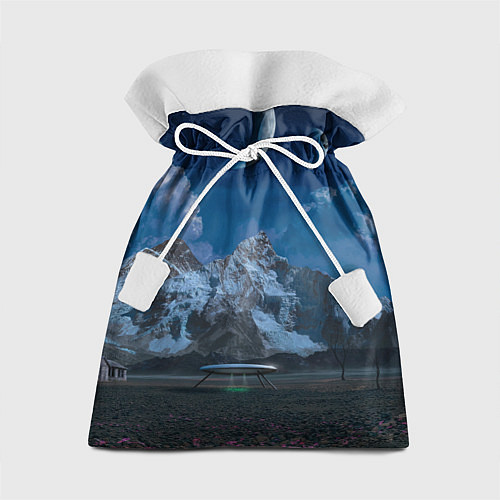 Подарочный мешок Ночные горы в природе и небо с нло / 3D-принт – фото 1