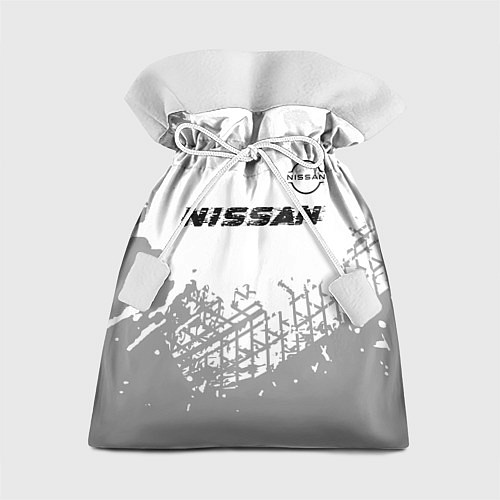 Подарочный мешок Nissan speed на светлом фоне со следами шин: симво / 3D-принт – фото 1