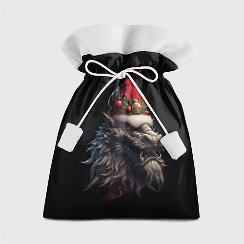 Подарочный мешок Дракон в шапке Санта Клауса: арт нейросети / 3D-принт – фото 1
