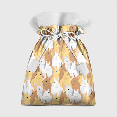 Подарочный мешок Белые, рыжие, коричневые, серые кролики / 3D-принт – фото 1