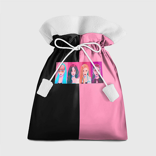 Подарочный мешок Группа Black pink на черно-розовом фоне / 3D-принт – фото 1