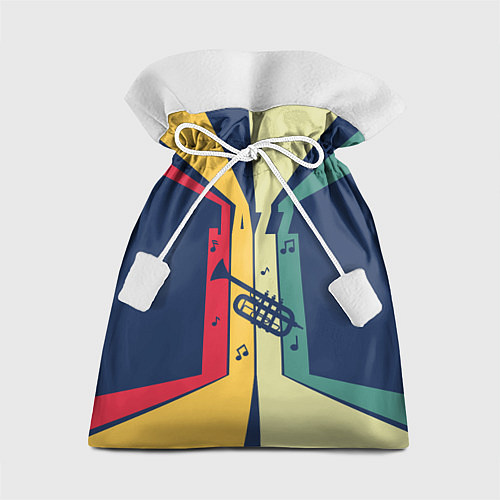 Подарочный мешок Труба в разноцветных полосах Jazz music / 3D-принт – фото 1
