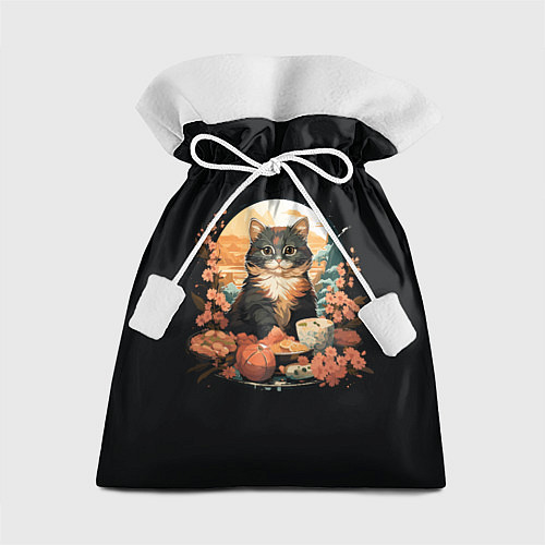 Подарочный мешок Пушистая японская кошка за обедом / 3D-принт – фото 1