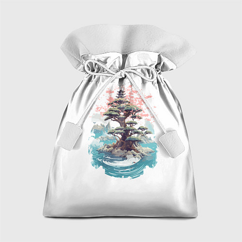 Подарочный мешок Японское дерево и пагода в море / 3D-принт – фото 1