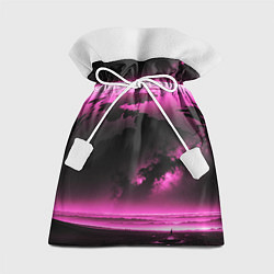 Мешок для подарков Сай фай пейзаж в черно розовых тонах, цвет: 3D-принт