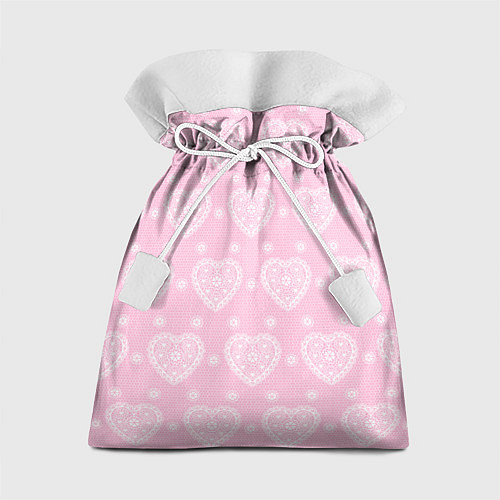Подарочный мешок Розовое кружево сердечки / 3D-принт – фото 1