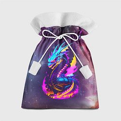 Мешок для подарков Space dragon - neon glow - neural network, цвет: 3D-принт