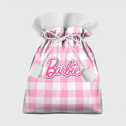 Подарочный мешок Барби лого розовая клетка / 3D-принт – фото 1
