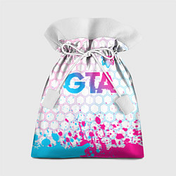 Мешок для подарков GTA neon gradient style: символ сверху, цвет: 3D-принт