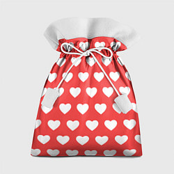 Мешок для подарков Сердечки на красном фоне, цвет: 3D-принт