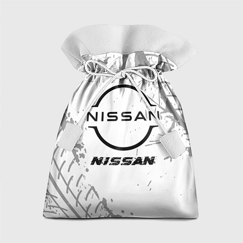 Подарочный мешок Nissan speed на светлом фоне со следами шин / 3D-принт – фото 1