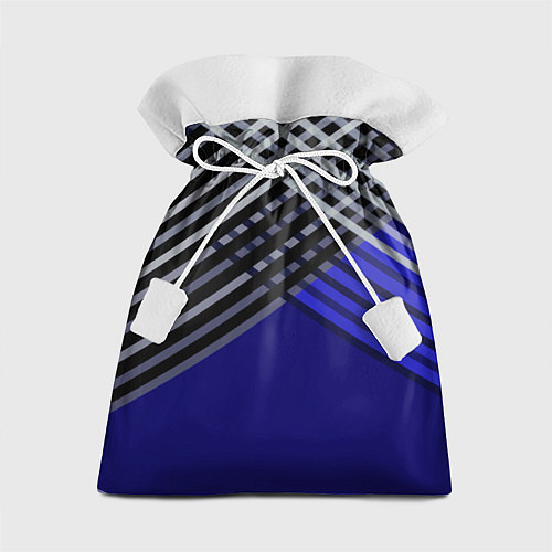 Подарочный мешок Белые и серые полосы на синем фоне / 3D-принт – фото 1