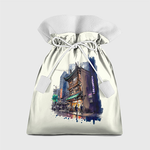 Подарочный мешок Улица ночных баров / 3D-принт – фото 1