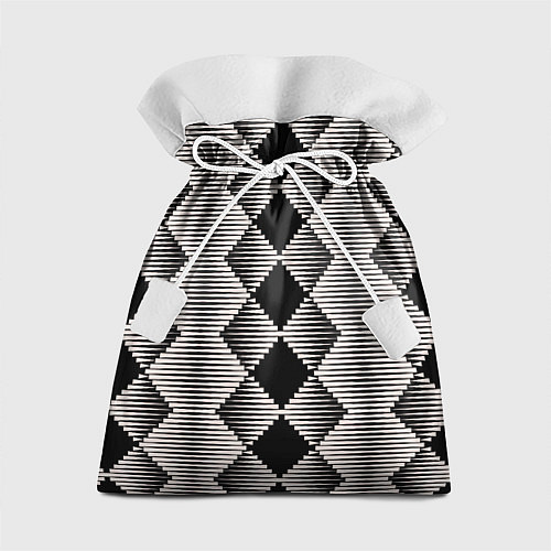 Подарочный мешок Черные бежевые ромбы / 3D-принт – фото 1
