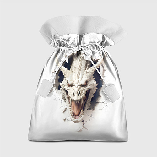 Подарочный мешок Белый дракон выглядывает из стены / 3D-принт – фото 1