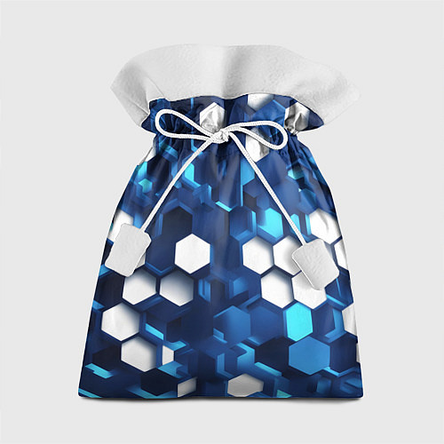 Подарочный мешок Cyber hexagon Blue / 3D-принт – фото 1