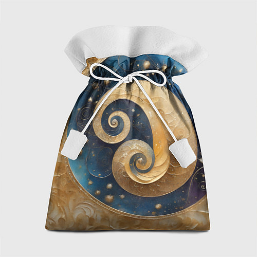Подарочный мешок Синий золотой декоративный орнамент / 3D-принт – фото 1