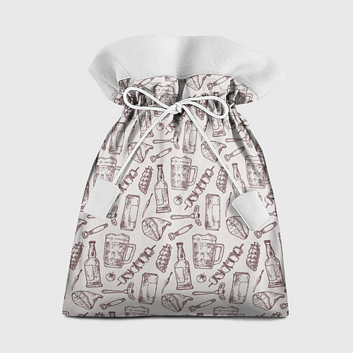 Подарочный мешок Паттерн с стеклянной кружкой и шашлыком в стиле кр / 3D-принт – фото 1