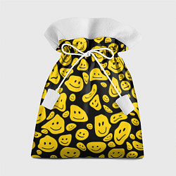 Мешок для подарков Расплывающиеся смайлы на черном, цвет: 3D-принт