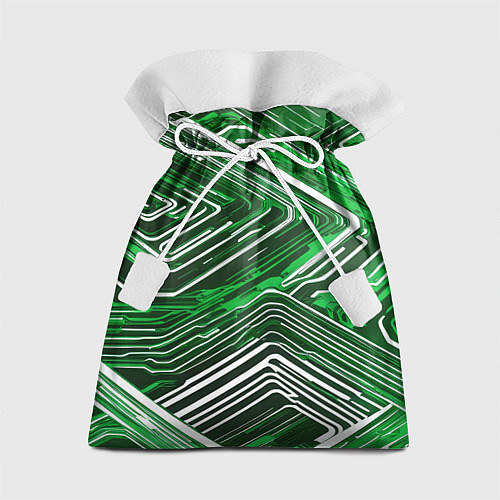 Подарочный мешок Кибер линии Зелёный-белый / 3D-принт – фото 1