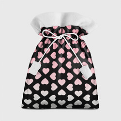 Мешок для подарков Розовые сердечки на чёрном, цвет: 3D-принт