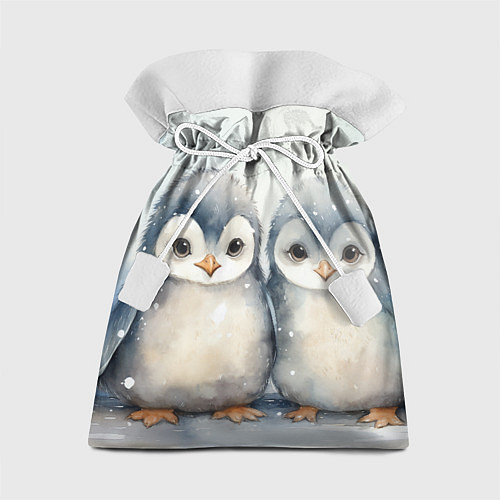 Подарочный мешок Милые пингвины акварель / 3D-принт – фото 1