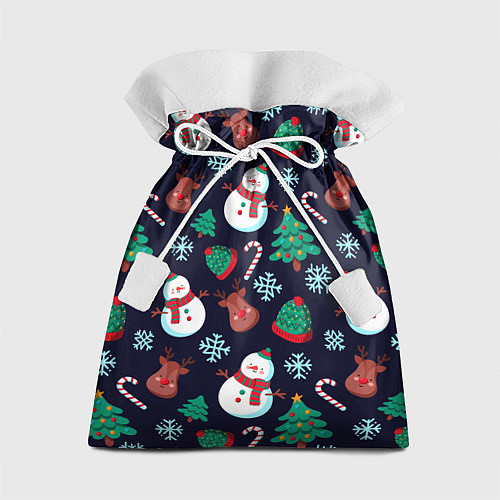 Подарочный мешок Снеговички с рождественскими оленями и елками / 3D-принт – фото 1
