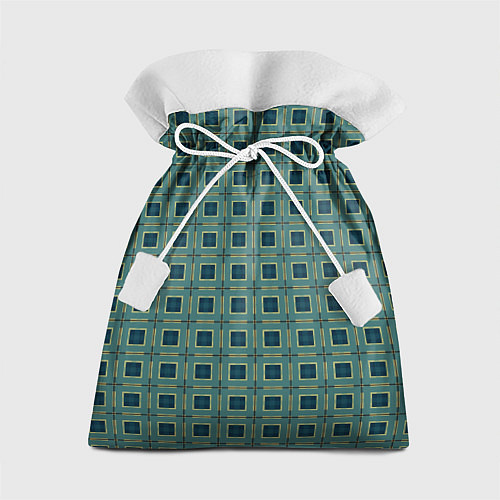 Подарочный мешок Зелёно-бежевый квадраты / 3D-принт – фото 1