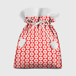Мешок для подарков Белые ромашки на красном, цвет: 3D-принт