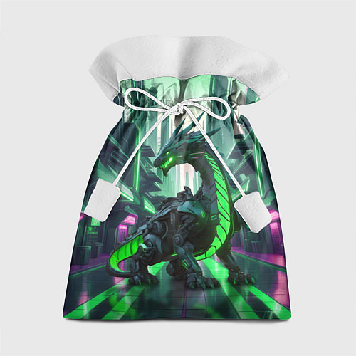 Подарочный мешок Неоновый зеленый дракон / 3D-принт – фото 1