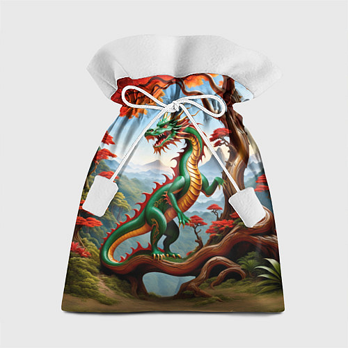 Подарочный мешок Зеленый деревянный дракон / 3D-принт – фото 1