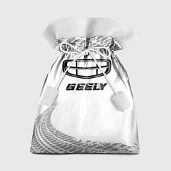 Мешок для подарков Geely speed на светлом фоне со следами шин, цвет: 3D-принт