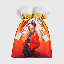 Мешок для подарков Девушка-демон от нейросети - желто-красный градиен, цвет: 3D-принт