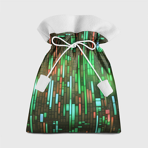 Подарочный мешок Неоновые полосы зелёные / 3D-принт – фото 1