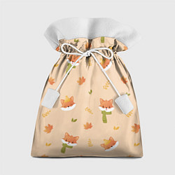 Мешок для подарков Лисички с листьями, цвет: 3D-принт