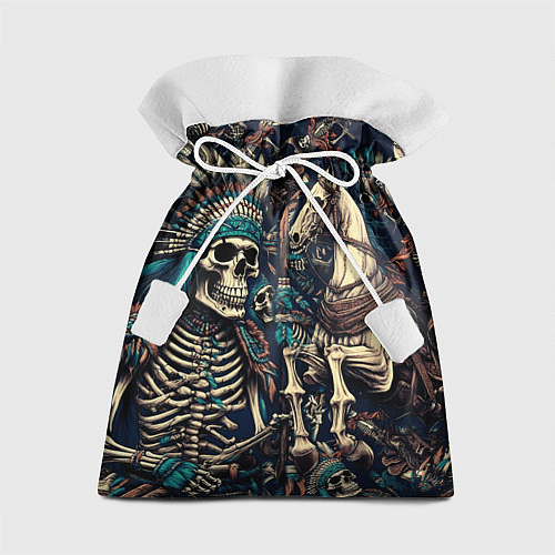 Подарочный мешок Татуировка скелета индейца и ковбоя в техасе / 3D-принт – фото 1