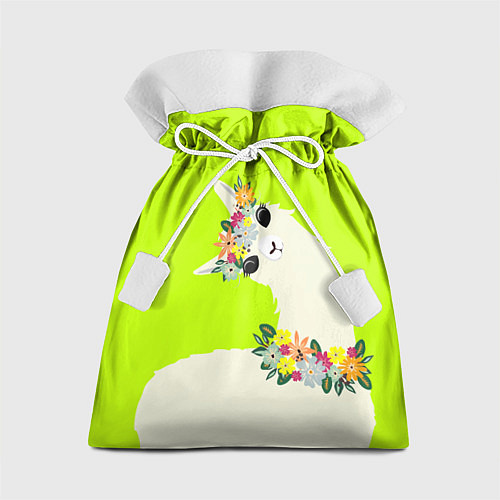 Подарочный мешок Летняя лама - альпака в венке / 3D-принт – фото 1