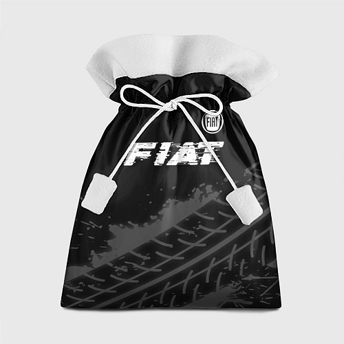 Подарочный мешок Fiat speed на темном фоне со следами шин посередин / 3D-принт – фото 1