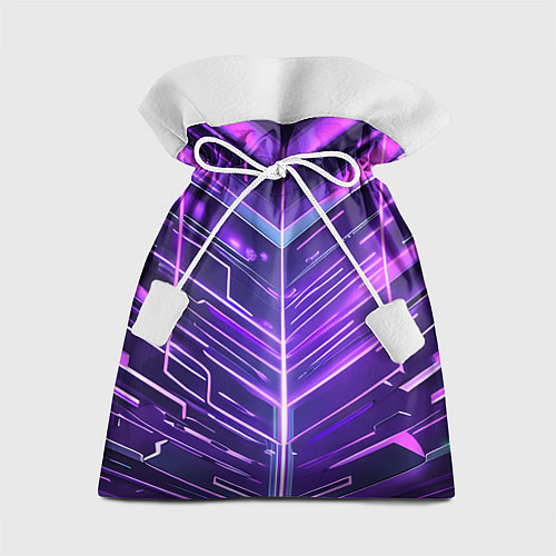Подарочный мешок Фиолетовые неон полосы киберпанк / 3D-принт – фото 1