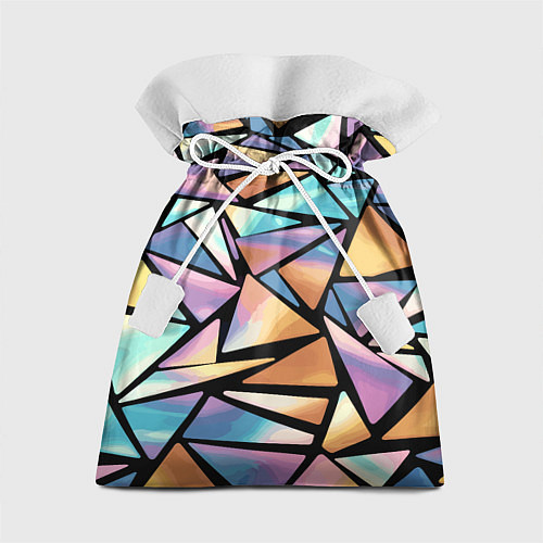 Подарочный мешок Радужные треугольники - кристаллы голографические / 3D-принт – фото 1