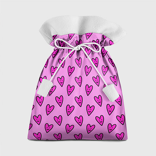 Подарочный мешок Розовые сердечки каракули / 3D-принт – фото 1