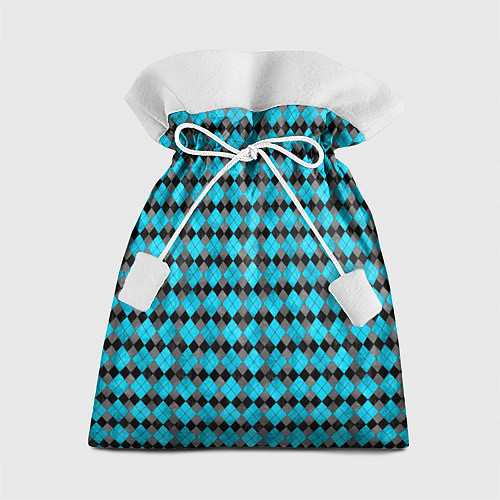 Подарочный мешок Ромбик клссический черно голубой / 3D-принт – фото 1