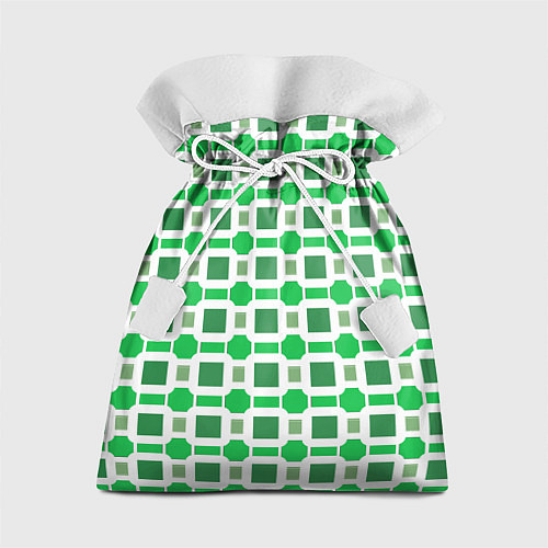 Подарочный мешок Зелёные кирпичики и белые полосы / 3D-принт – фото 1