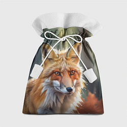 Мешок для подарков Портрет лисы с осенними листьями, цвет: 3D-принт