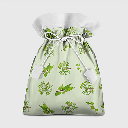 Подарочный мешок Веточки с зелеными листьями растение / 3D-принт – фото 1