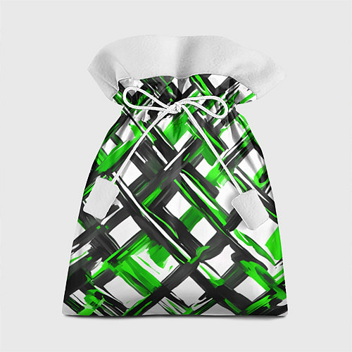 Подарочный мешок Зелёные и чёрные мазки / 3D-принт – фото 1