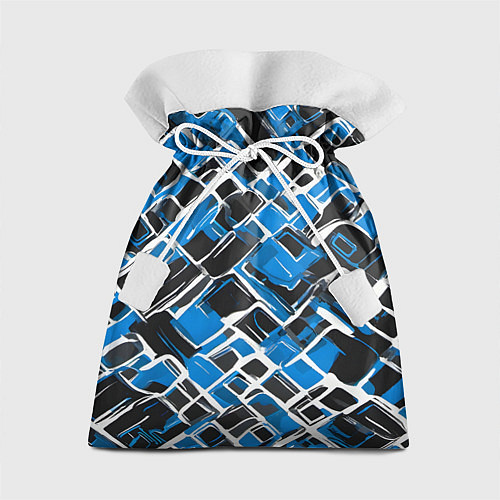 Подарочный мешок Синие фигуры и белые линии / 3D-принт – фото 1