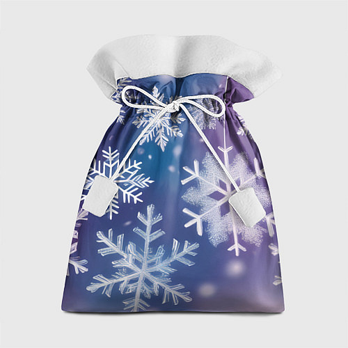 Подарочный мешок Снежинки на фиолетово-синем фоне / 3D-принт – фото 1