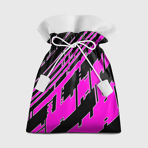 Подарочный мешок Розовые линии на чёрном фоне / 3D-принт – фото 1