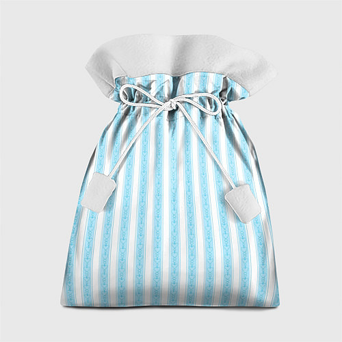 Подарочный мешок Бело-голубой в полоску с узором / 3D-принт – фото 1